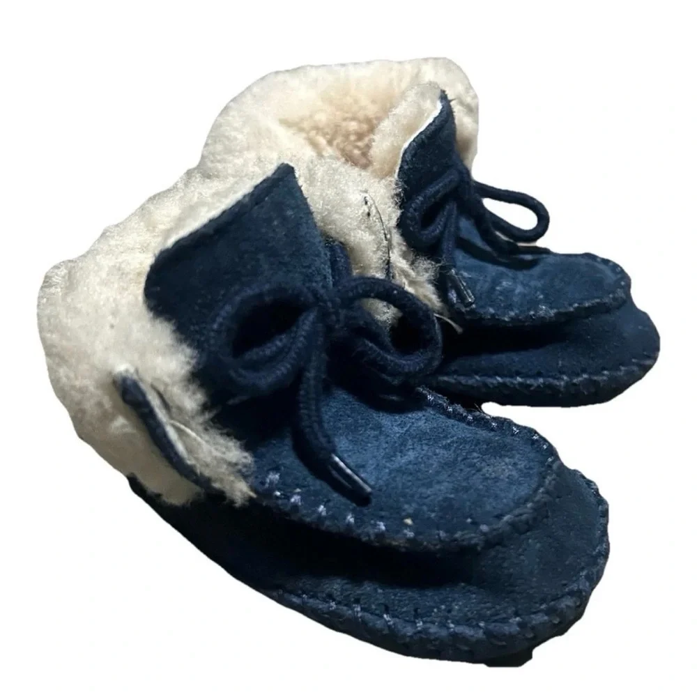 Ugg Baby Infant Suede Blue Moccasin Shoes Size 0/1
